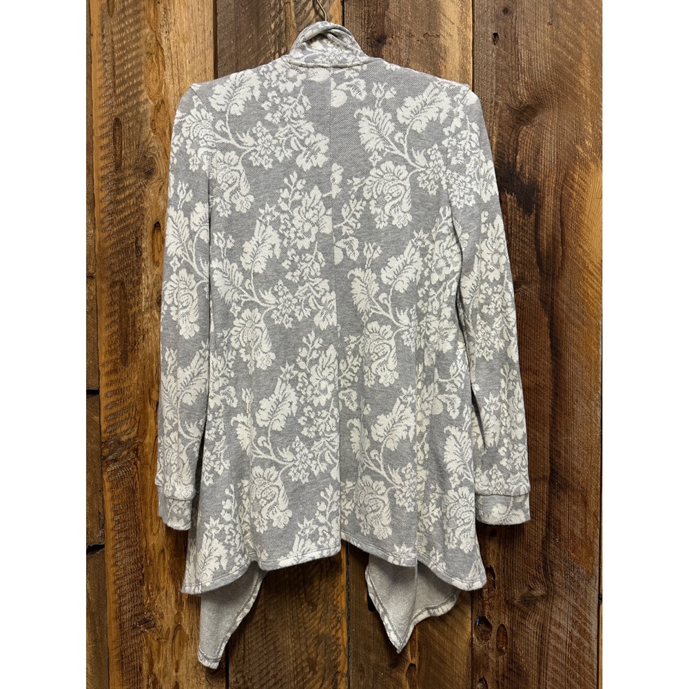 Waterfall Cardigan Womens M Gray Floral Cottagecore Boho Soft Romantic Drape - Picture 2 of 8